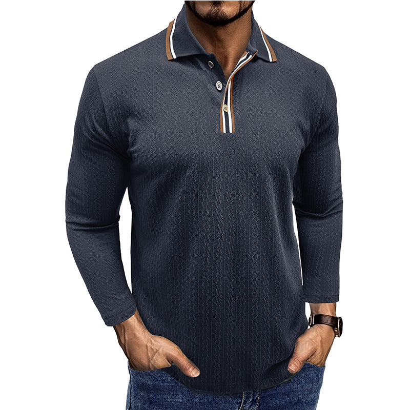 Herren Elegantes Langarm-Polohemd mit Details Aliams