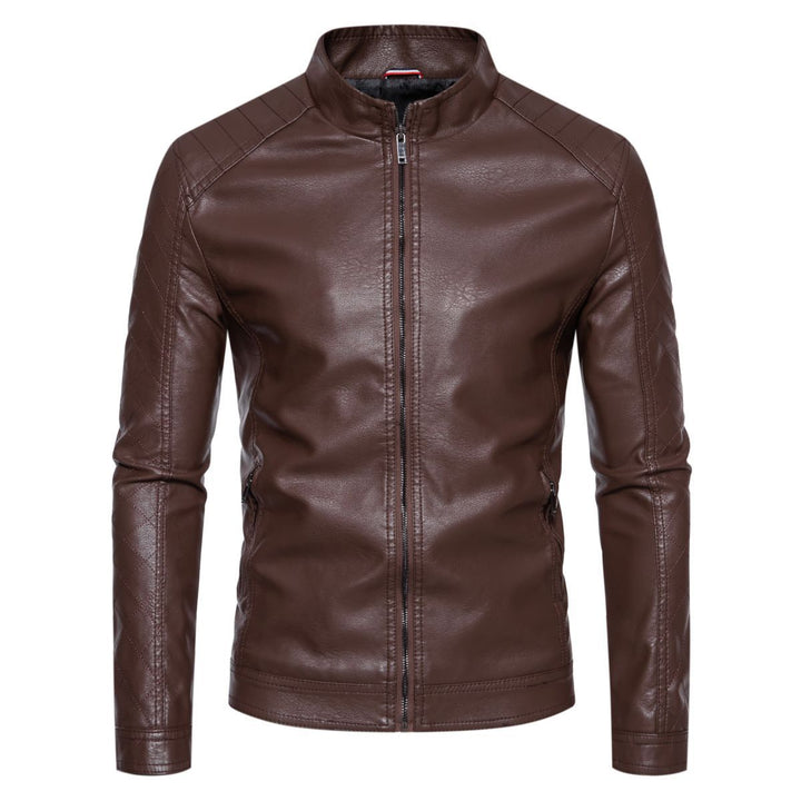 Herren hochwertige Kunstlederjacke mit gesteppter Schulterpartie Aliams