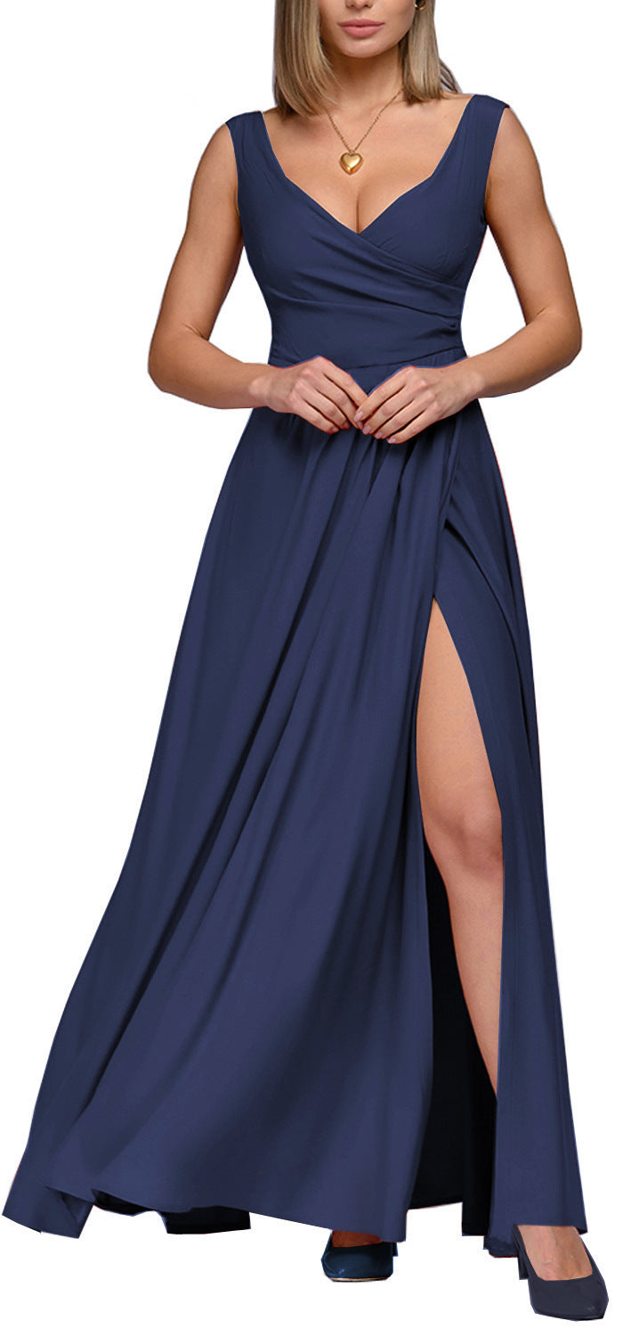 Aliams | Damen Elegantes Maxikleid mit Seitlichem Schlitz