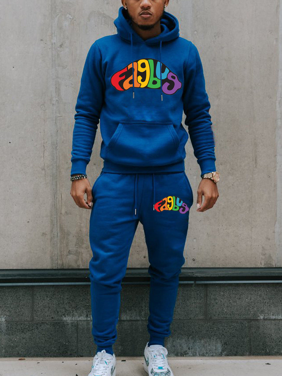Herren Hoodie und Jogginghose Set mit auffälligem Neon-Logo Aliams