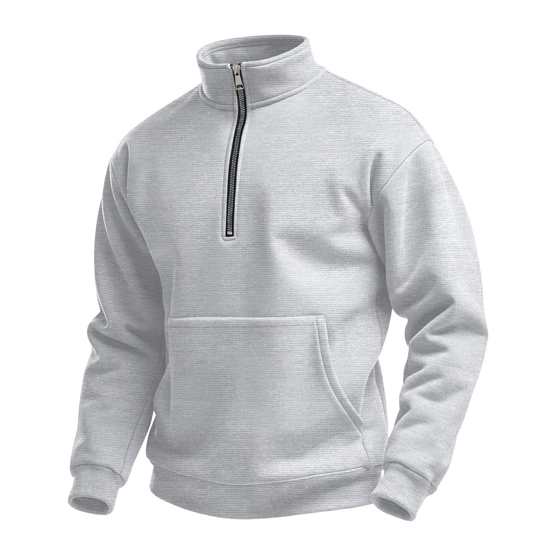 Herren sportlicher Fleece-Pullover mit Reißverschluss und Taschen Aliams