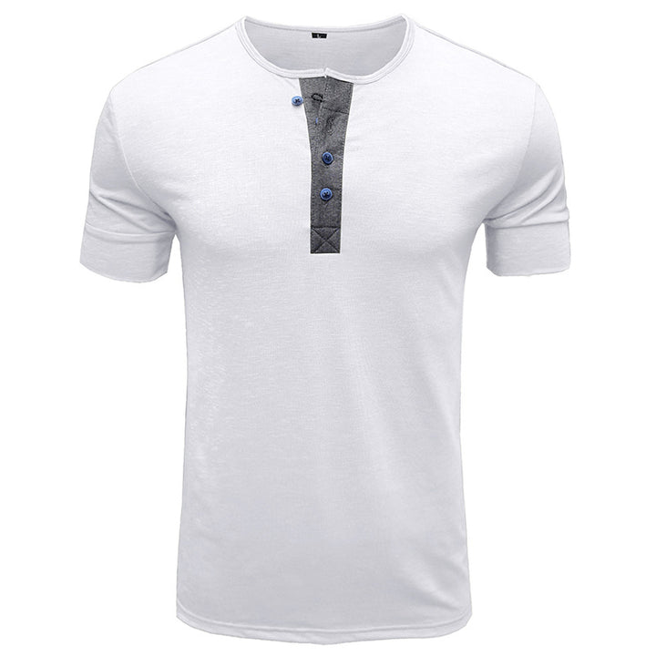 Herren Kurzarm-Henley-Shirt mit stilvollem Knopfdetail Aliams