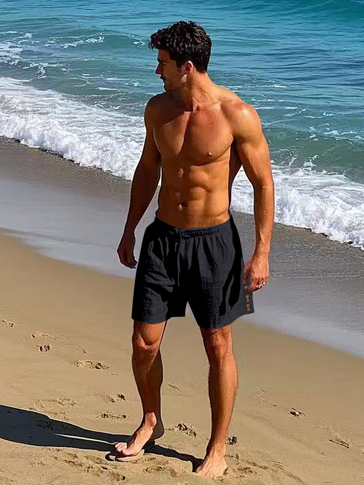 Herren lässige, atmungsaktive Strandshorts mit elastischem Bund und modernen Knopfdetails Aliams