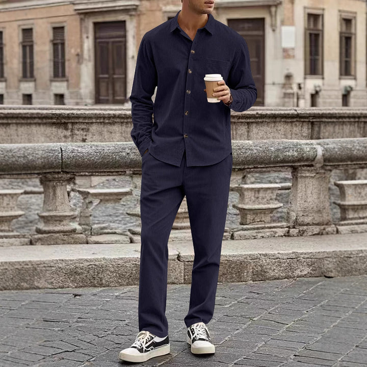 Herren elegantes Freizeitanzug mit stilvollem Hemd und bequemer Hose Aliams