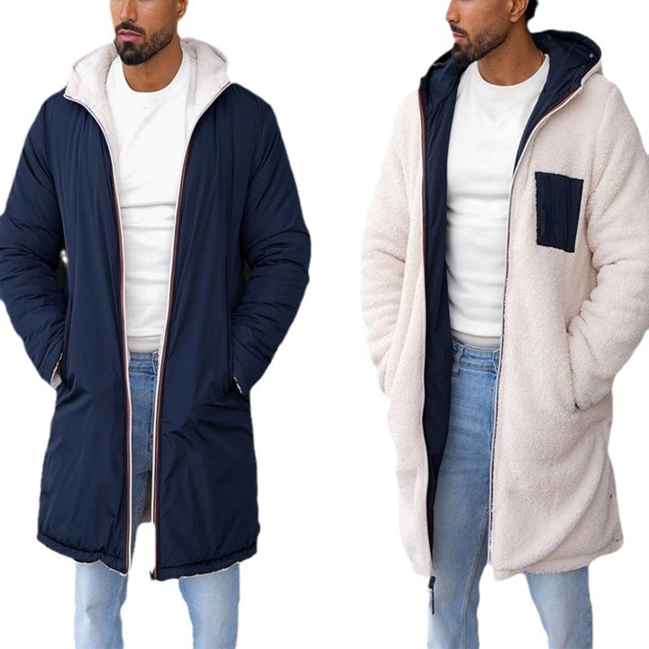 Herren wendbarer Plüschmantel mit isolierender Fütterung und praktischen Taschen Aliams