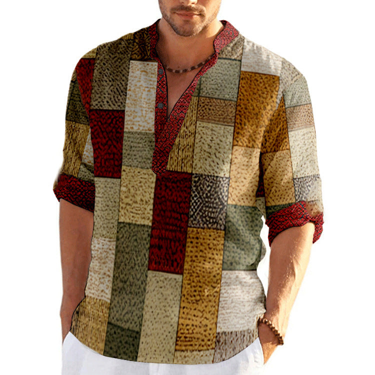 Herren Kurzarm-Hemd mit kreativem Karomuster Aliams