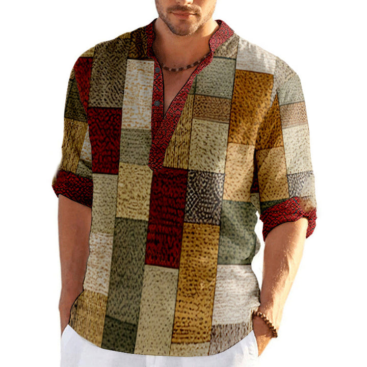 Herren Kurzarm-Hemd mit kreativem Karomuster Aliams