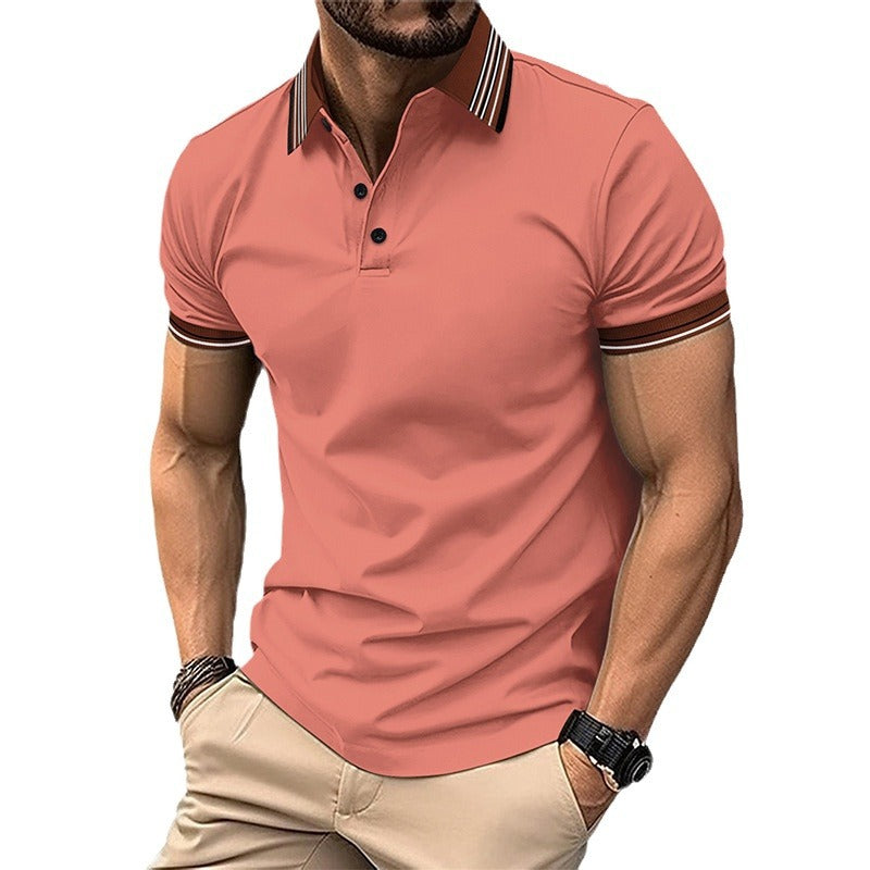 Herren Kurzarm Poloshirt mit modernem Kragen und eleganten Kontrastdetails Aliams