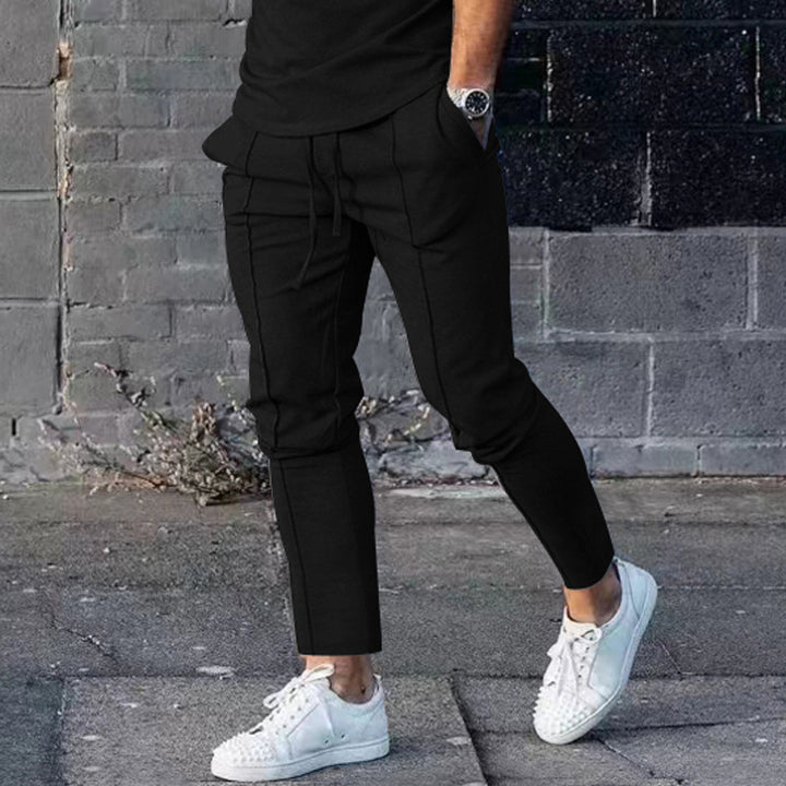 Herren stylische Freizeithose mit verstellbarem Kordelzug und seitlichen Eingrifftaschen Aliams