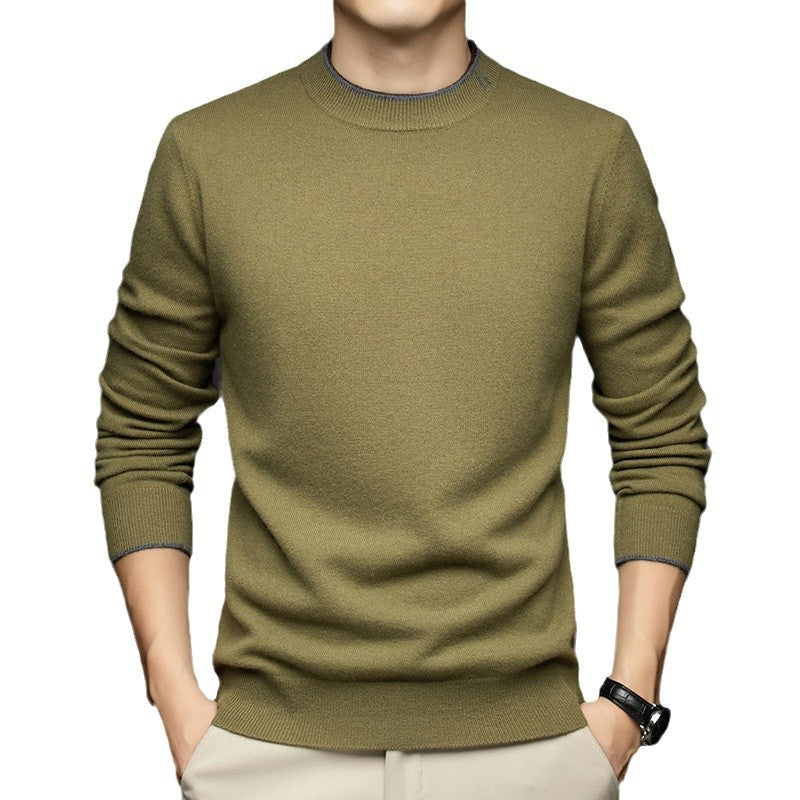 Herren klassischer Rundhals-Pullover aus hochwertiger Wolle Aliams