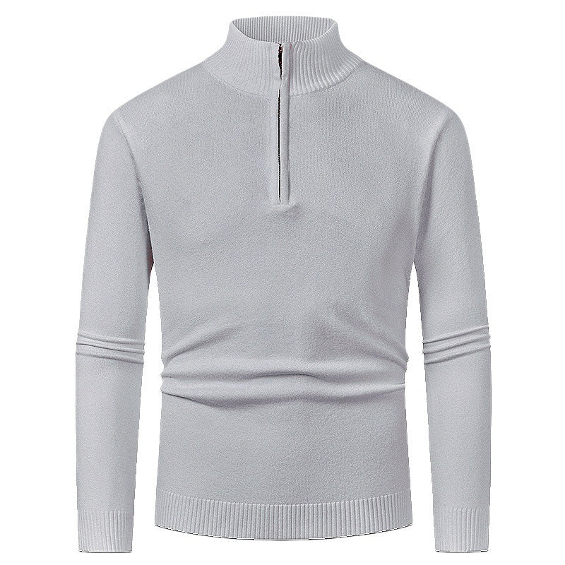 Herren eleganter Rollkragenpullover mit durchgehendem Reißverschluss Aliams