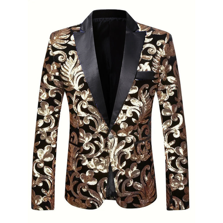 Herren eleganter Pailletten-Blazer im luxuriösen floralem Design Aliams