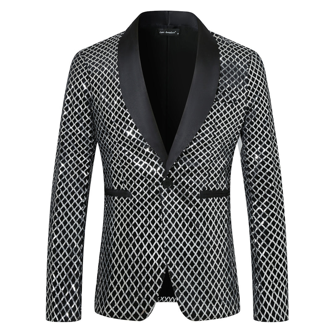 Herren Funkelnder Paillettenblazer mit elegantem Schnitt Aliams