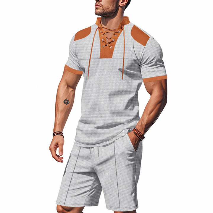 Herren sportliches Kurzarm-Set mit einzigartiger Schnürung und atmungsaktivem Material Aliams