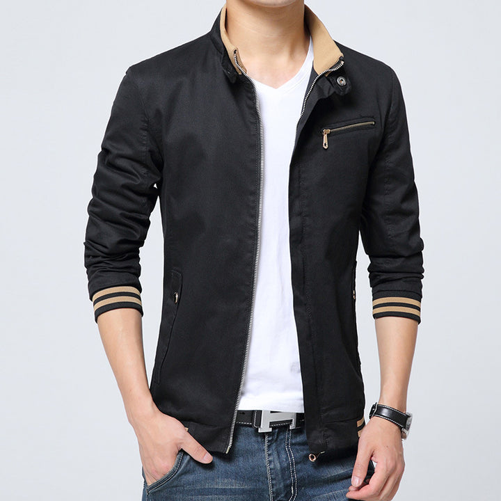 Herren sportliche Übergangsjacke mit Kinnschutz und praktischen Taschen Aliams