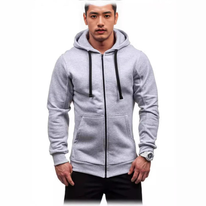 Herren sportlicher Sweatjacke mit durchgehendem Reißverschluss und praktischen Taschen Aliams