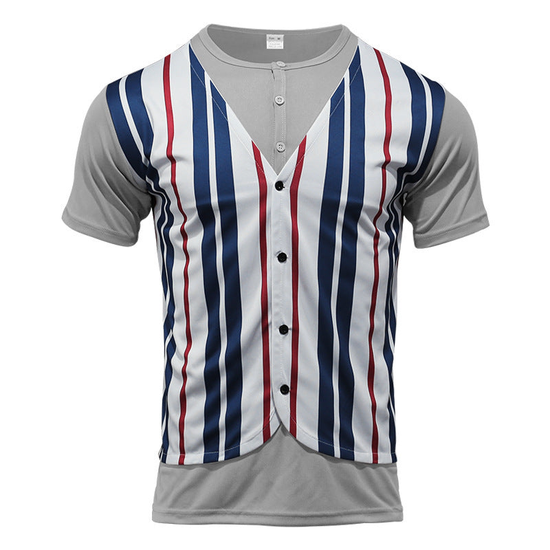 Herren Sportliches Kurzarmhemd im Retro-Streifen-Design Aliams