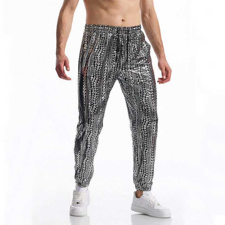 Herren Glitzernde Freizeithose mit buntem Paillettenmuster Aliams
