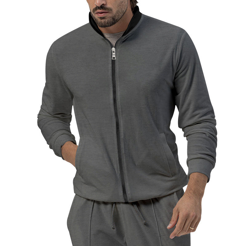 Herren Atmungsaktive Zip-Jacke mit hohem Kragen und seitlichen Taschen Aliams