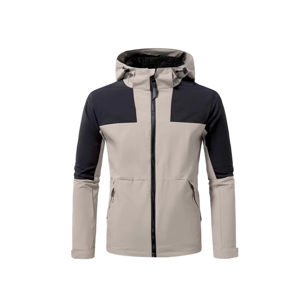 Herren Windbreaker Jacke mit verstellbarem Kapuzenkragen und seitlichen Taschen Aliams