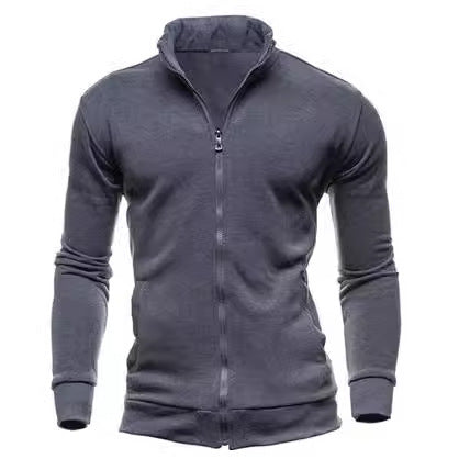 Herren sportliche Sweatjacke mit hohem Kragen und durchgehendem Reißverschluss Aliams