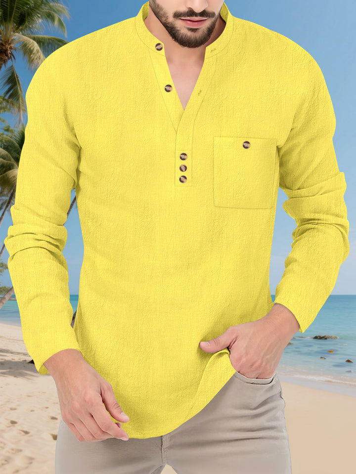 Herren Hemd im lässigen Stil mit modischem Stehkragen und eleganten Knöpfen Aliams