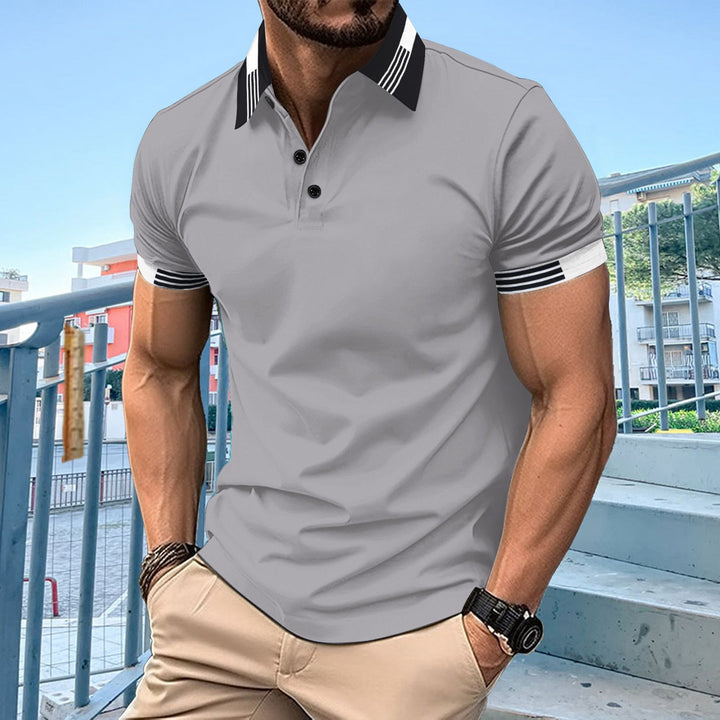 Stylisches Kurzarm-Polohemd für Herren mit Kontrastbesatz Aliams
