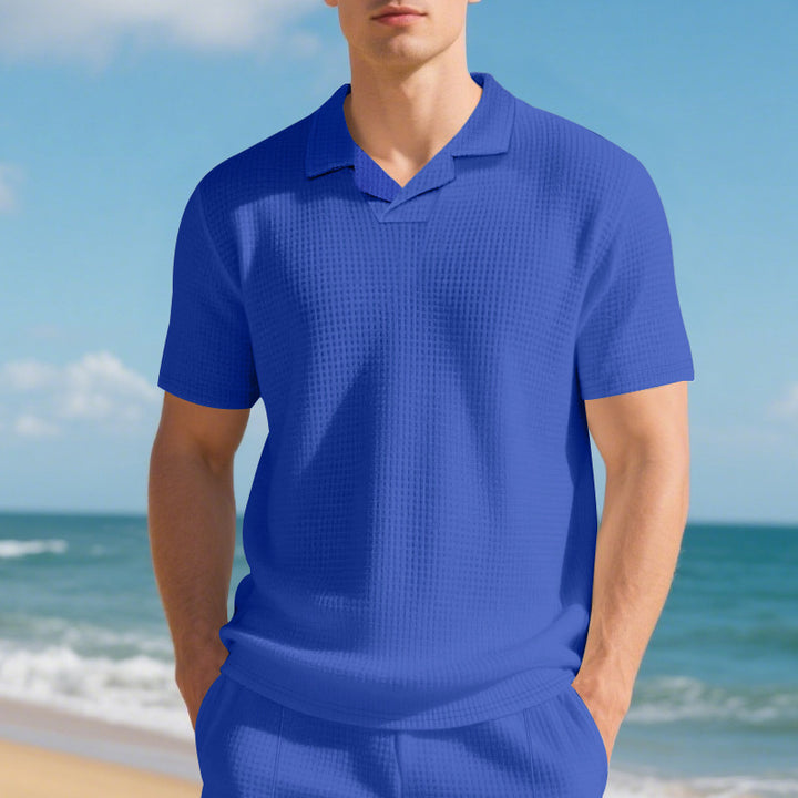 Herren hochwertiges Kurzarm-Polohemd mit strukturiertem Design und modischem Kragen Aliams