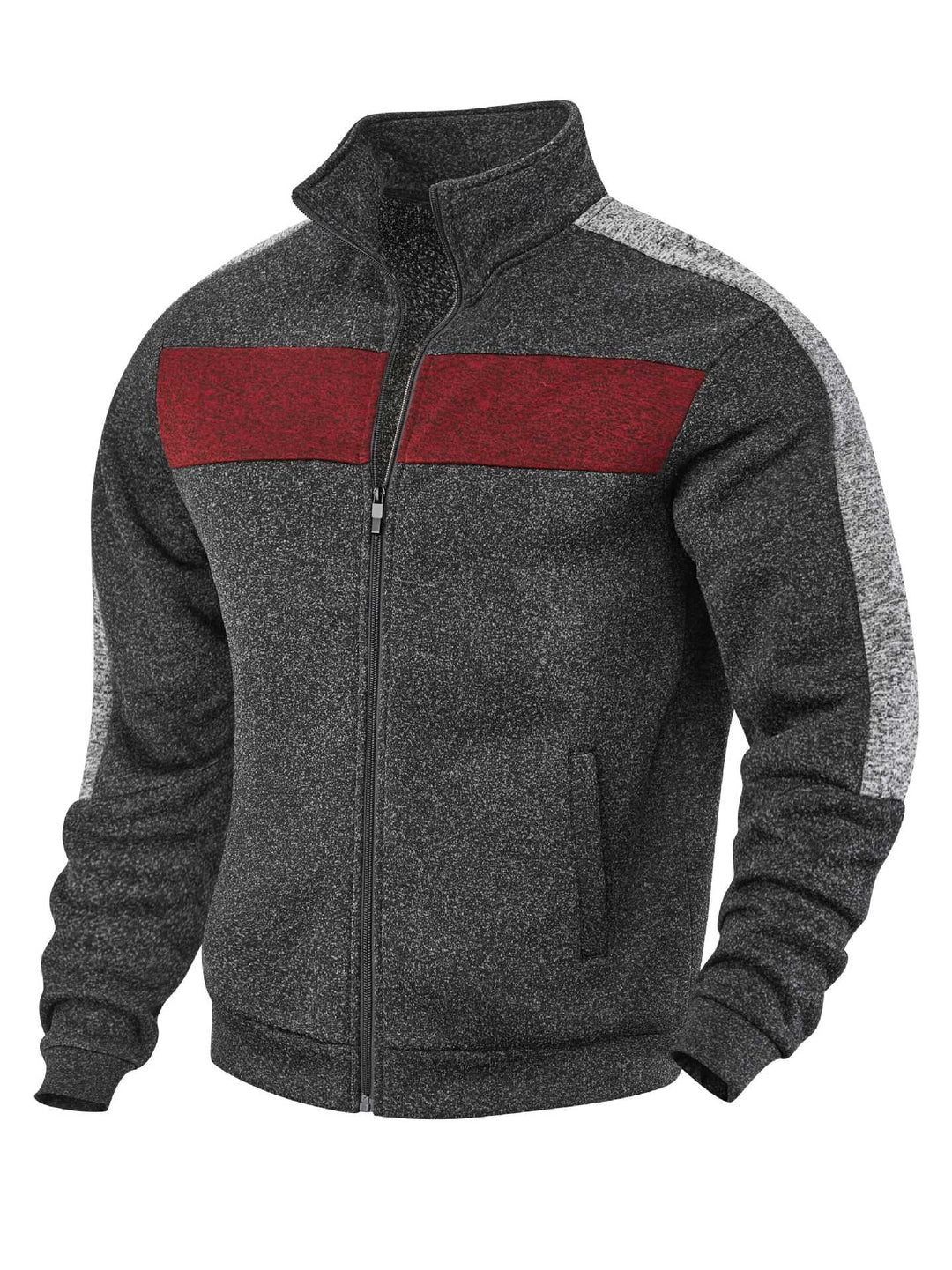 Herren Sportliche Fleecejacke mit hohem Kragen und reflektierenden Akzenten Aliams