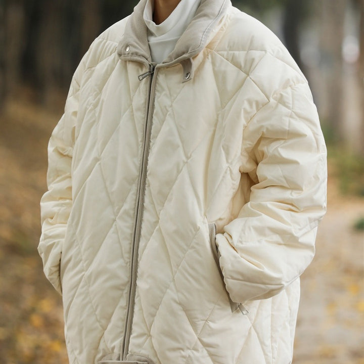 Damen gesteppte Winterjacke mit hohem Kragen und praktischen Taschen Aliams