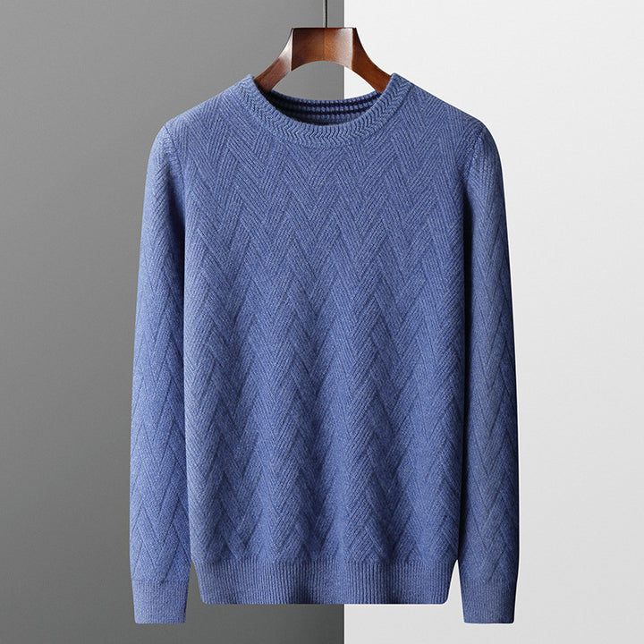 Herren klassischer Strickpullover mit modernem Zopfmuster Aliams