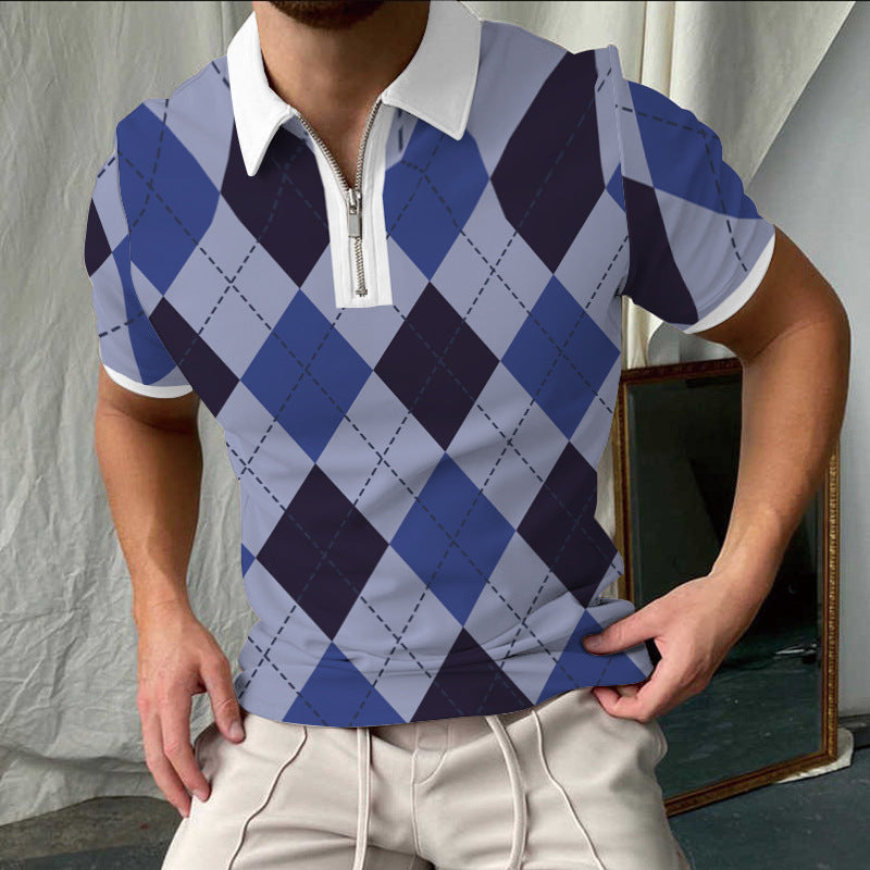 Stylisches Kariertes Kurzarm-Polo-Shirt für Herren Aliams