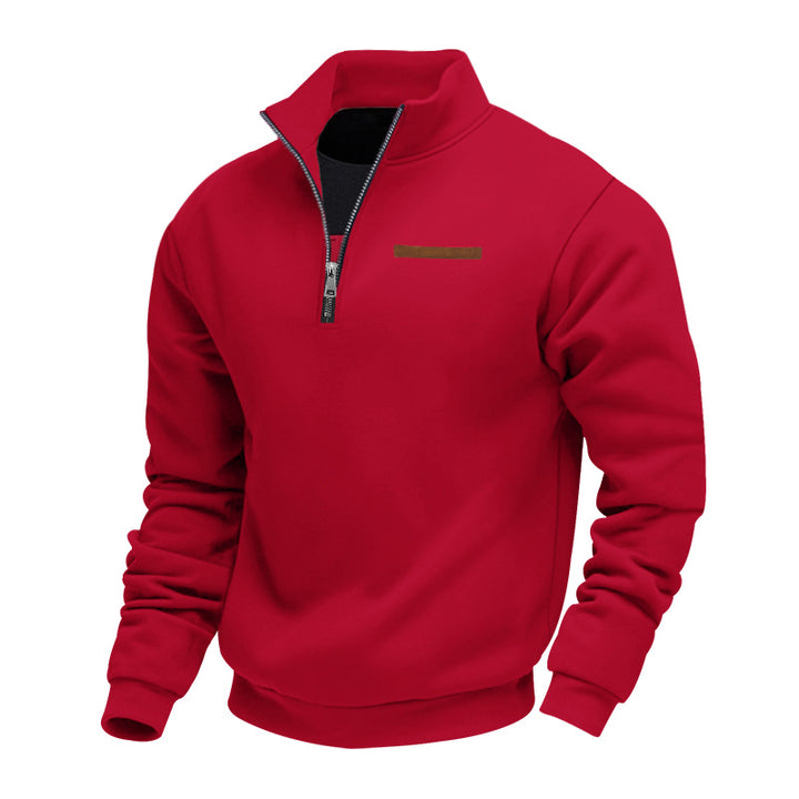 Herren warmer Stehkragenpullover mit halbem Reißverschluss Aliams