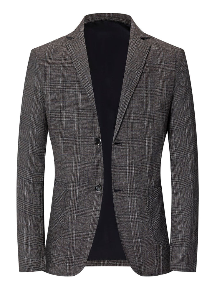 Herren eleganter Blazer mit modernem Karomuster und praktischen Taschen Aliams
