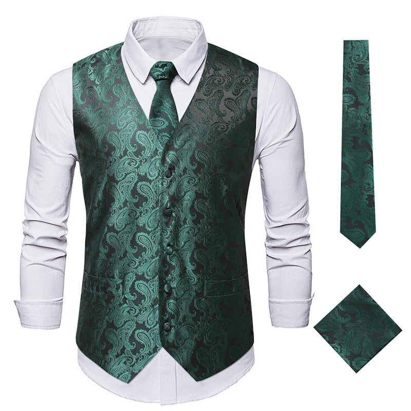 Herren elegante Anzugweste mit eleganten Paisley-Muster und passendem Zubehör Aliams