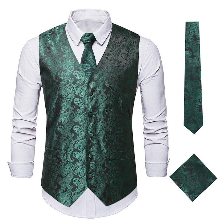 Herren elegante Anzugweste mit eleganten Paisley-Muster und passendem Zubehör Aliams