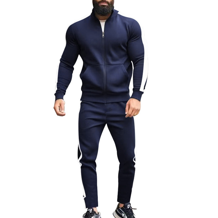Herren sportliches Trainingsanzug mit weichem Fleece und Kontraststreifen Aliams