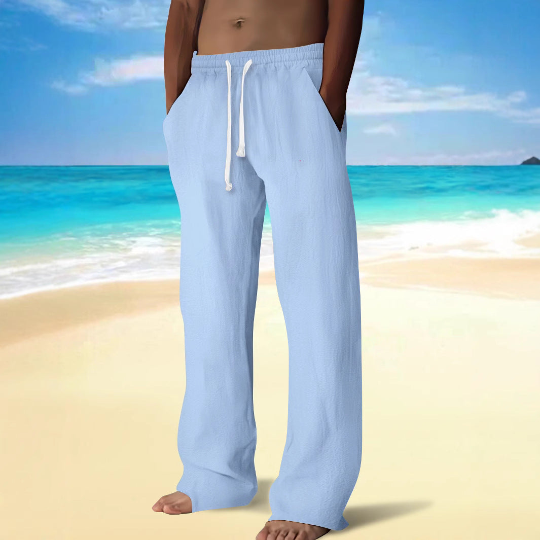 Herren bequeme Strandhose mit elastischem Bund und Seitentaschen Aliams