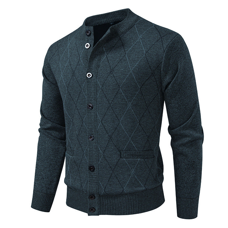 Herren Strickjacke mit modernen Rautenmustern und praktischen Taschen Aliams