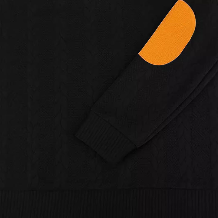 Herren Pullover mit strukturierter Oberfläche und modischen Lederakzenten Aliams