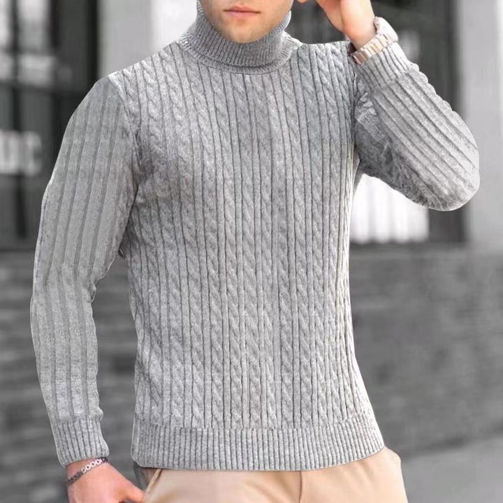 Herren Strickpullover mit modernem Rippmuster und hohem Kragen Aliams