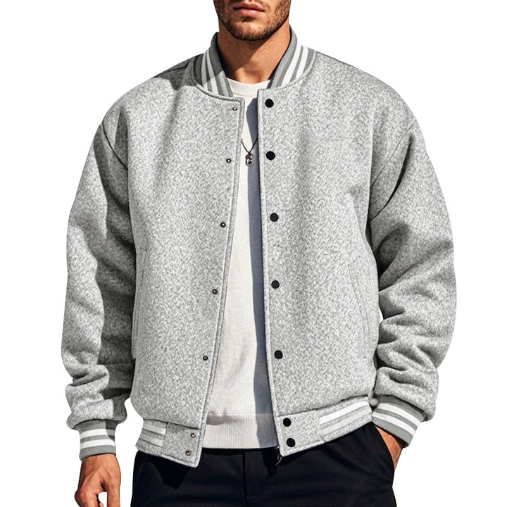 Herren sportliche Collegejacke mit hochgeschlossenem Kragen und klassischen elastischen Bündchen Aliams