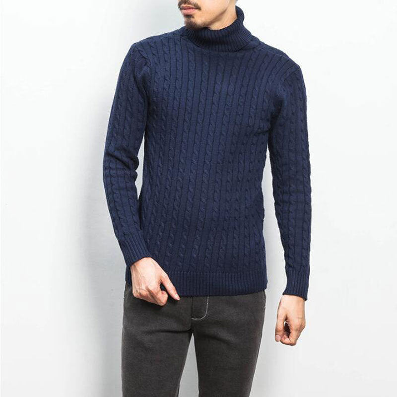 Herren komfortabler Rollkragenpullover mit Zopfmuster Aliams