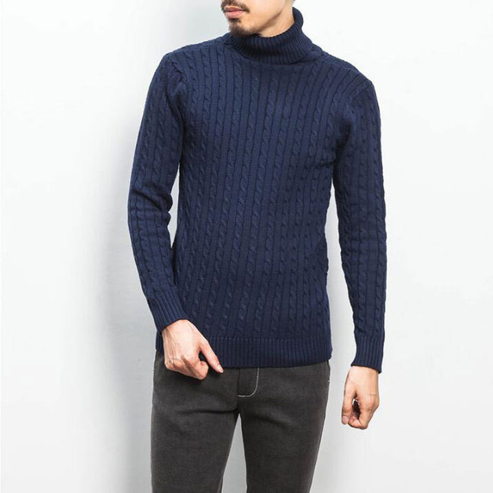 Herren komfortabler Rollkragenpullover mit Zopfmuster Aliams