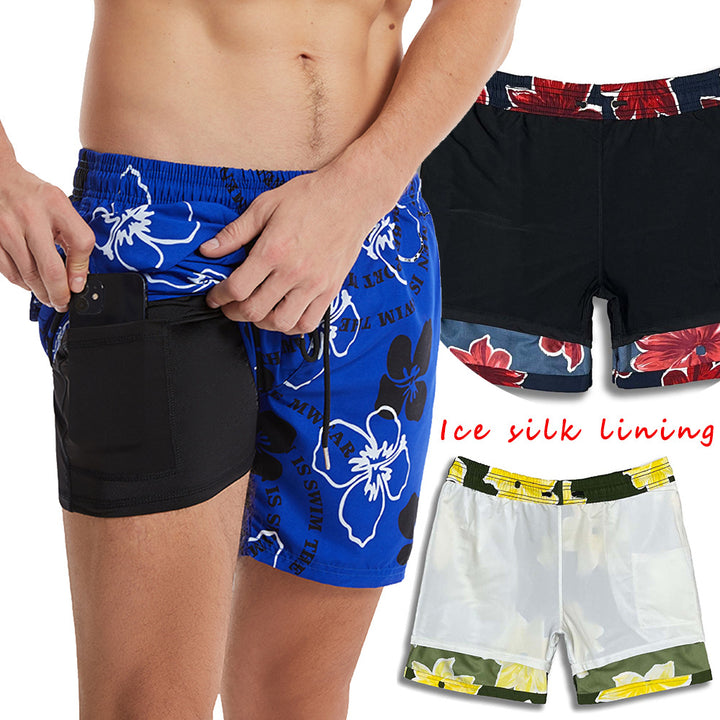 Herren Badeshorts mit hochwertigem Blumendesign und flexiblem Kordelzug Aliams