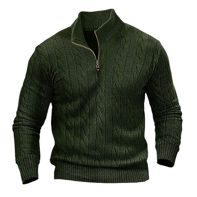 Herren Strickpullover mit hohem Kragen und strukturiertem Zopfdesign Aliams