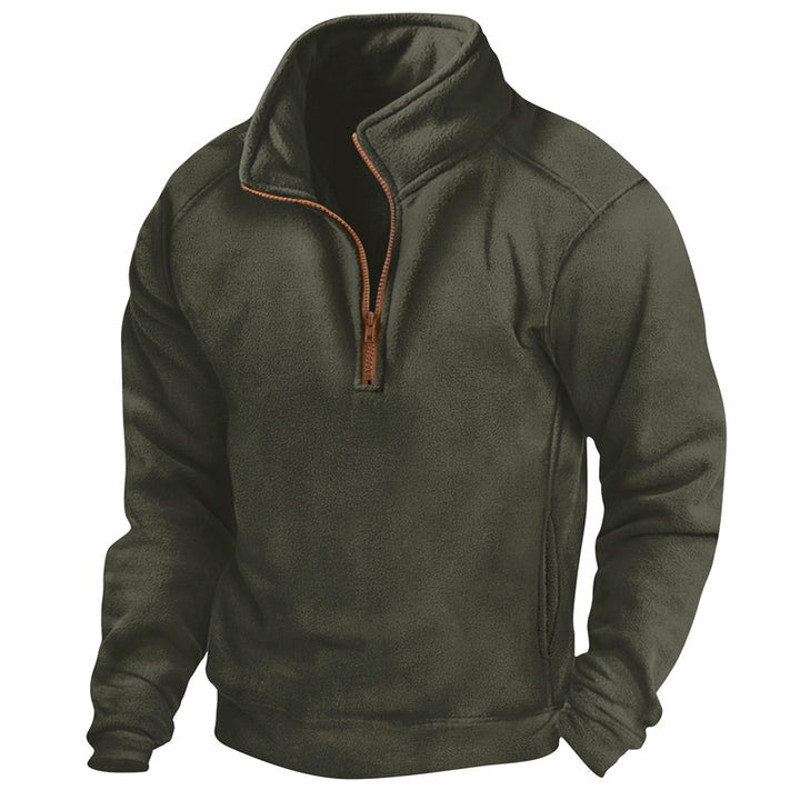 Herren Fleece-Pullover mit halbem Reißverschluss und strukturiertem Design Aliams