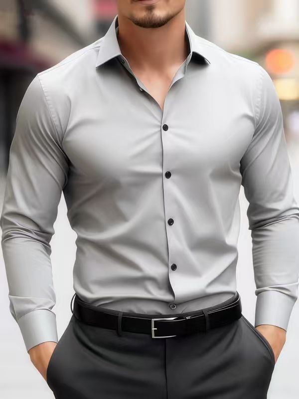 Herren Elegantes Slim-Fit Langarmhemd Aliams