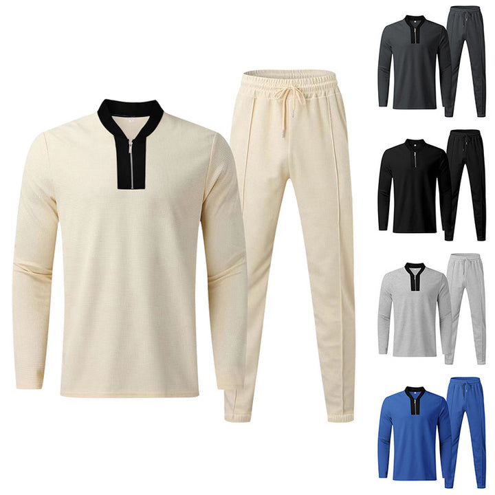 Herren Sportlicher Freizeitanzug mit hohem Kragen und Reißverschluss Aliams