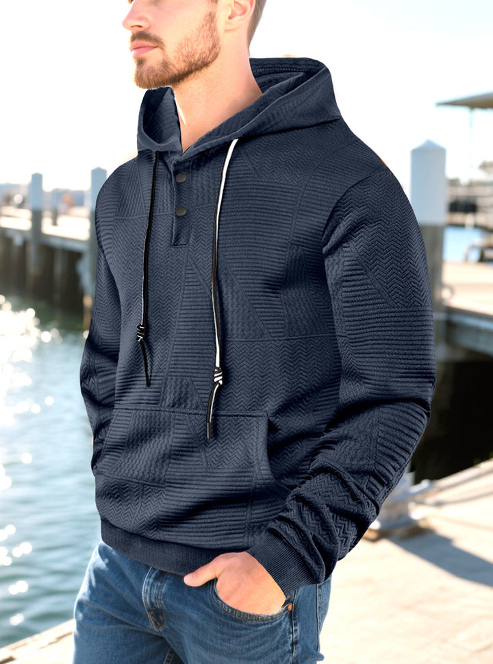 Herren Kapuzenpullover mit strukturierter Oberfläche und Knopfleiste Aliams